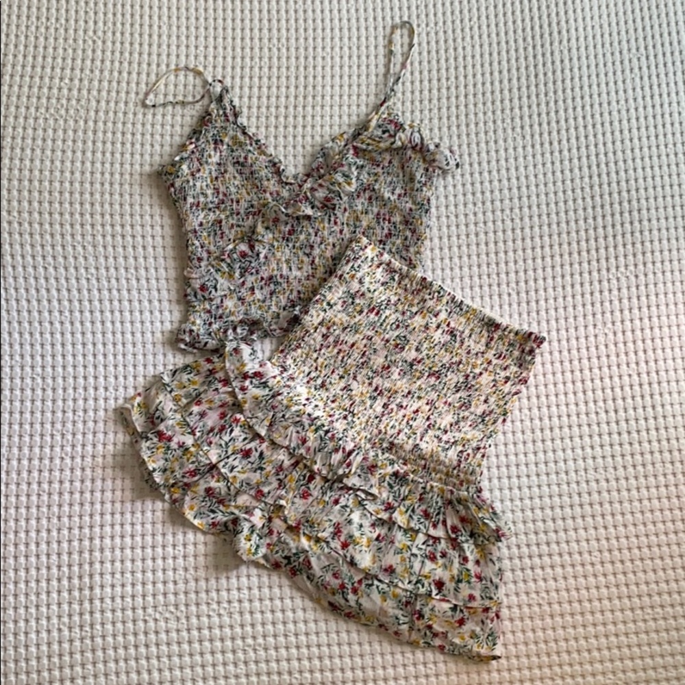 2 piece floral skirt set